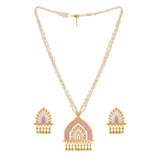 Festive Hues Pearls Adorned Gold Plated Temple Jewellery Set