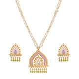 Festive Hues Pearls Adorned Gold Plated Temple Jewellery Set