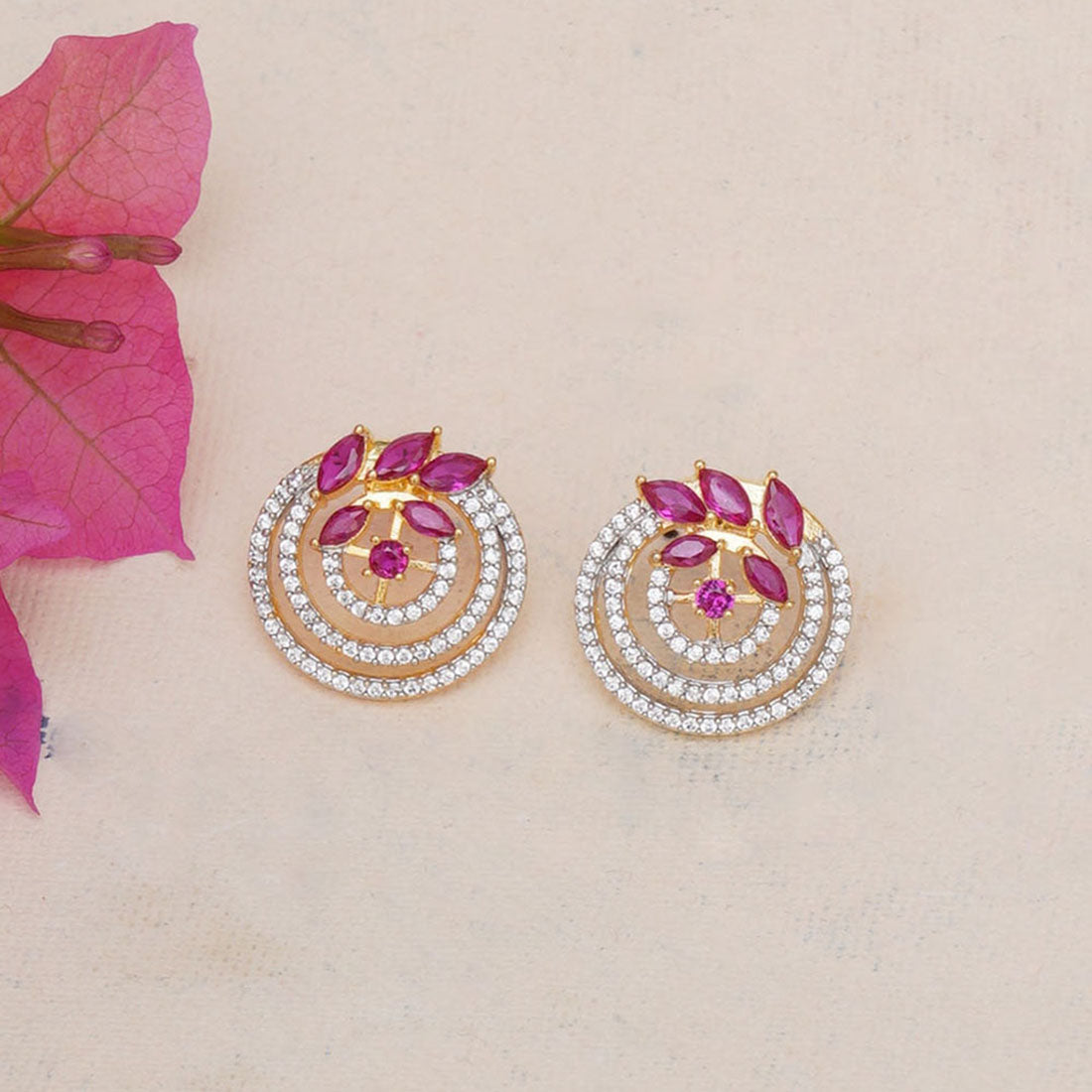 Spakling Essentials Chic Circular Stud Earrings with Gemstones