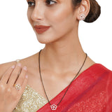 Cubic Zirconia Studded Ethnic Mangalsutra, Earrings and Ring Set
