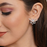 Sparkling Elegance Cluster Setting CZ Floral Earrings