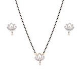 Gold-Plated Black Beaded Mangalsutra Necklace Set