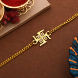 Auspicious Swastik Gold Plated Bracelet Style Rakhi