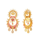 Shwet Kamal Floral Faux Pearls and Kundan Adorned Gold Plated Earrings