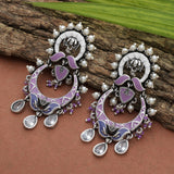 Shwet Kamal Floral Motifs Faux Pearls and Kundan Adorned Silver Plated Earrings