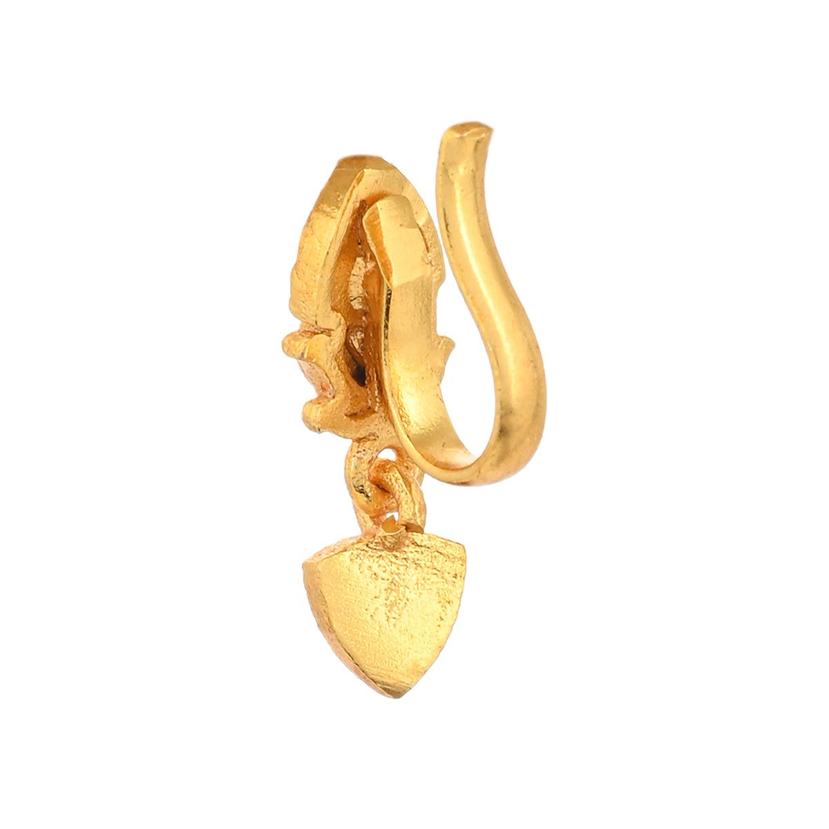Shwet Kamal Enamelled Floral Gold Plated No Piercing Nose Pin