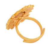 Shwet Kamal Enamelled Gold Plated Teardrop Faux Kundan Brass Ring