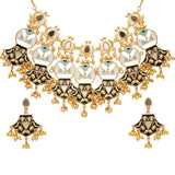 Festive Hues Enamelled Mirror Work Gold Plated Jewellery Set
