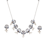 Festive Hues Mirror Details Floral Silver Plated Brass Jewellery Set