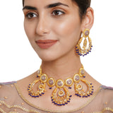 Festive Hues Purple Enamel and Stones Gold Plated Brass Jewellery Set