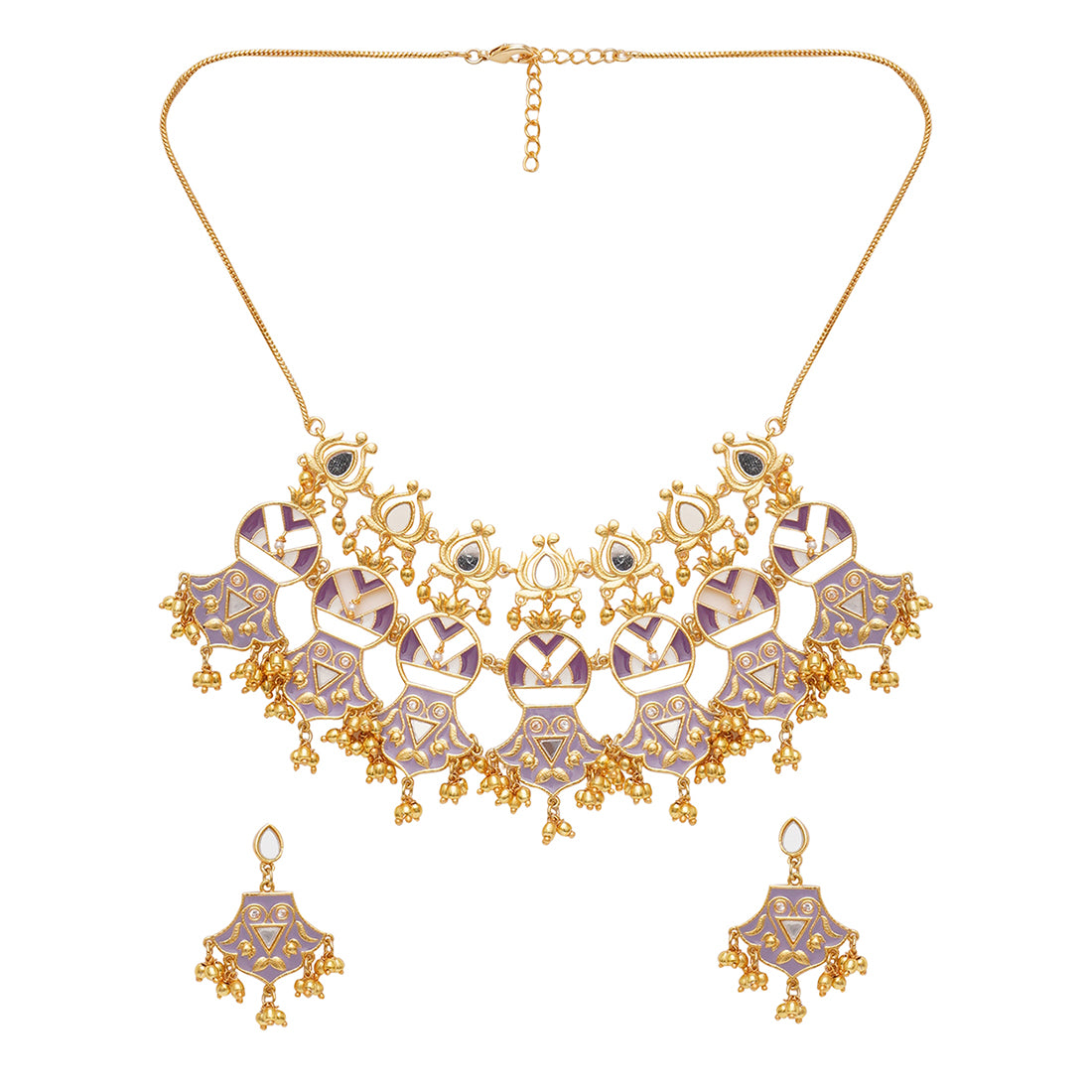 Festive Hues Brass Embellished Necklace Set
