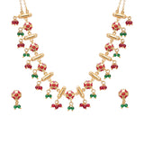 Festive Hues Enamelled and Gold-Plated Red festive Necklace Set