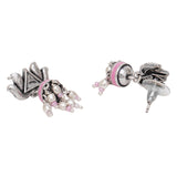 Festive Hues Silver Plated Long Fusion Pink Necklace Set
