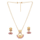 Festive Hues Yellow Gold Plated Faux Pearls Adorned Brass Jewellery Set
