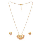 Festive Hues Long Gold Plated Jewellery Set in Pastel Pearl Chain