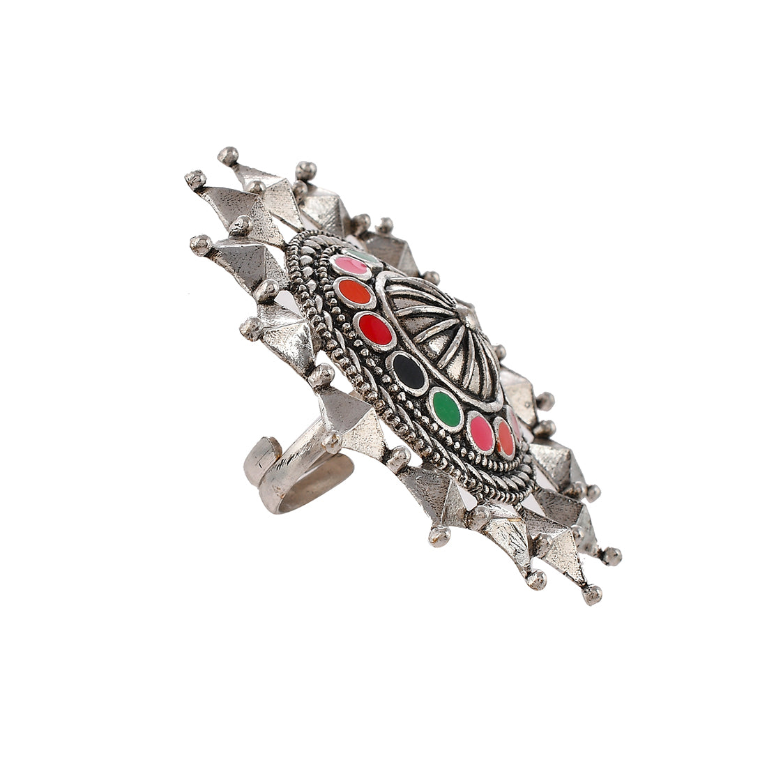 Folklore Elegant Round Silver-Plated Ring