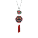Folklore Red Enamel Tassel Drop Necklace
