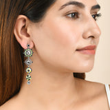Folklore Long Drop Circles Enamelled Earrings