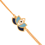 Evil Eye  Lotus Motif Gold Plated Bracelet