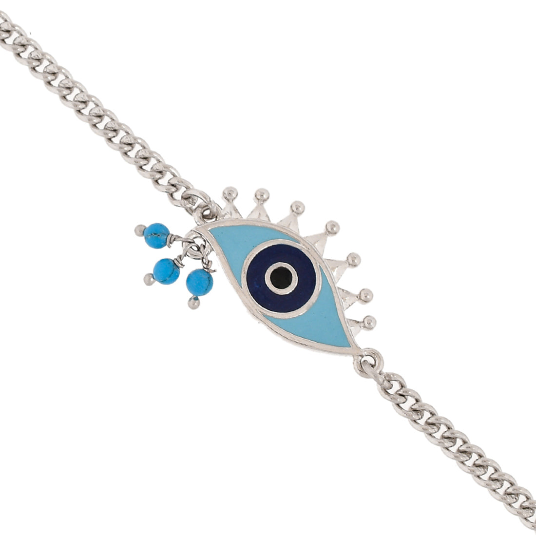 Evil Eye Silver Oxidized Chain Bracelet