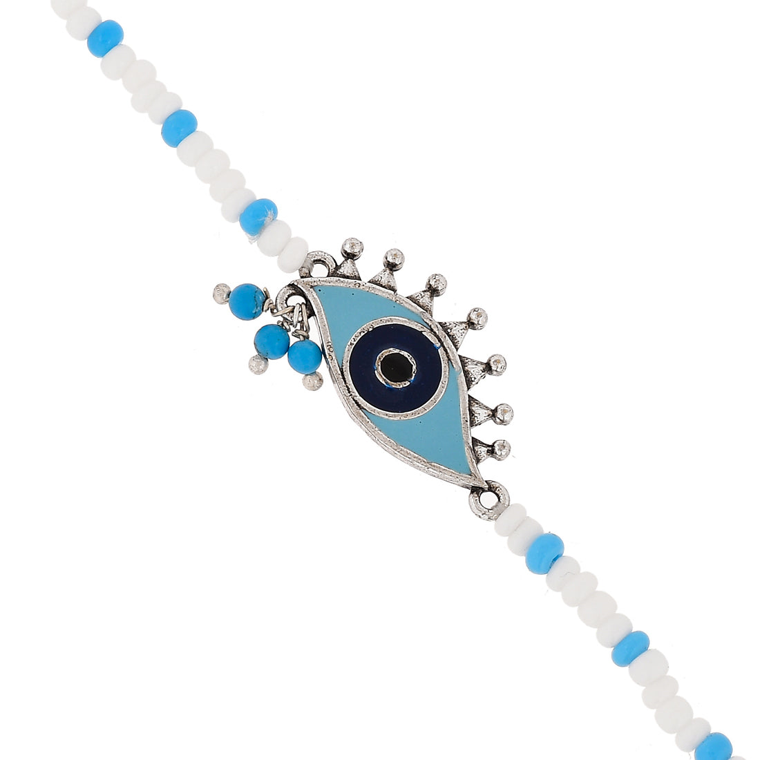 Evil Eye Motif Blue Bead Hangings Anklet – VOYLLA