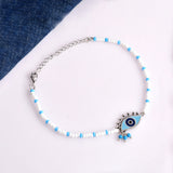 Evil Eye Small Blue And White Bead Hangings Anklet