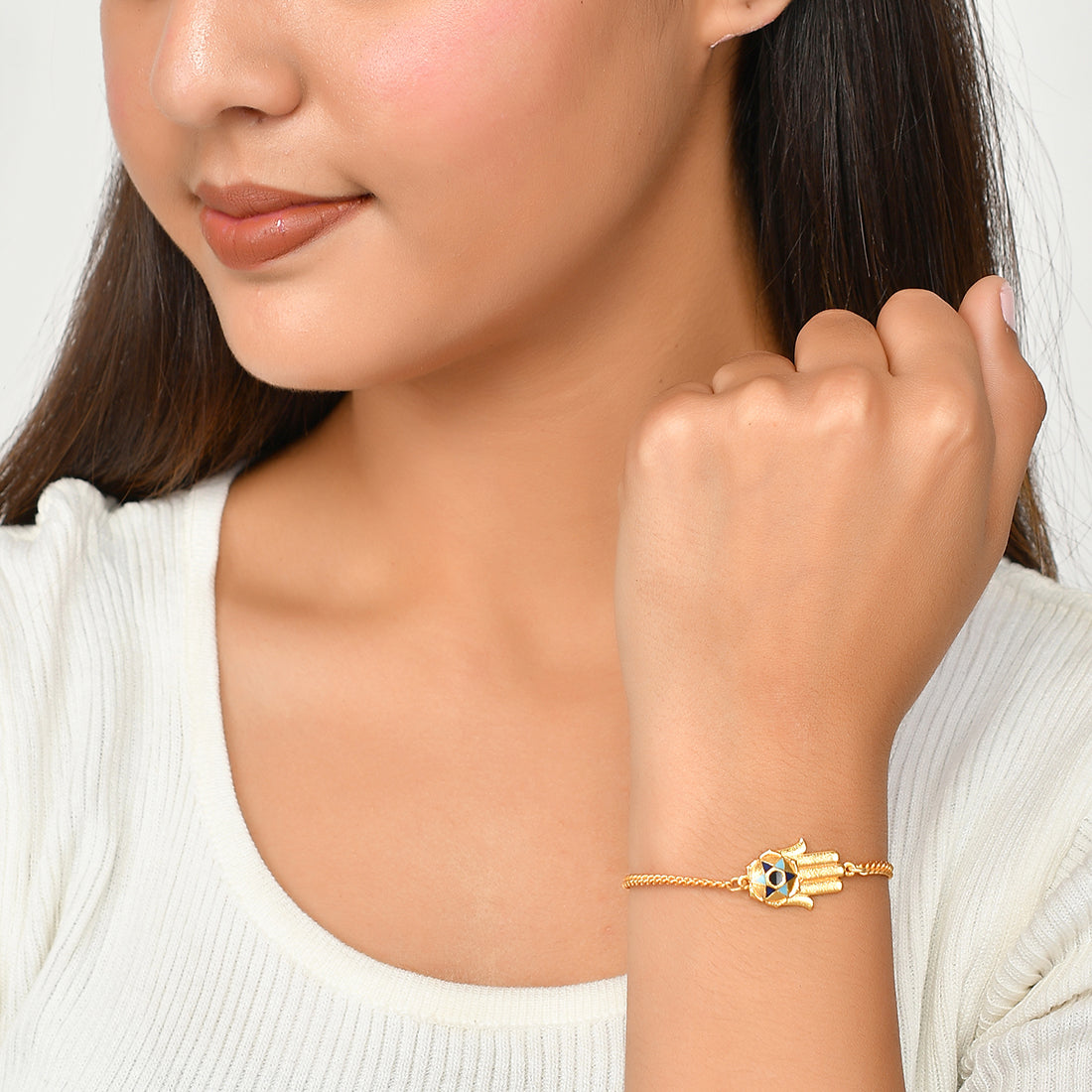 9ct Gold Hamsa Hand Bracelet | Posh Totty Designs
