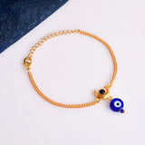 Evil Eye Gold Shiva Moon With Hanging Bead Bracelet