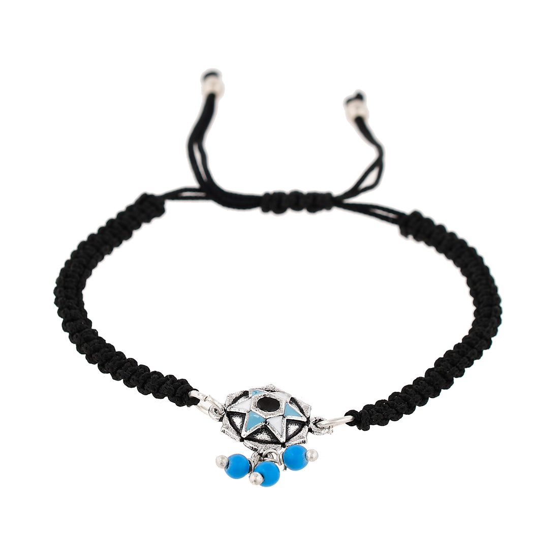 Evil Eye Motif With Blue Beads Hanging Bracelet