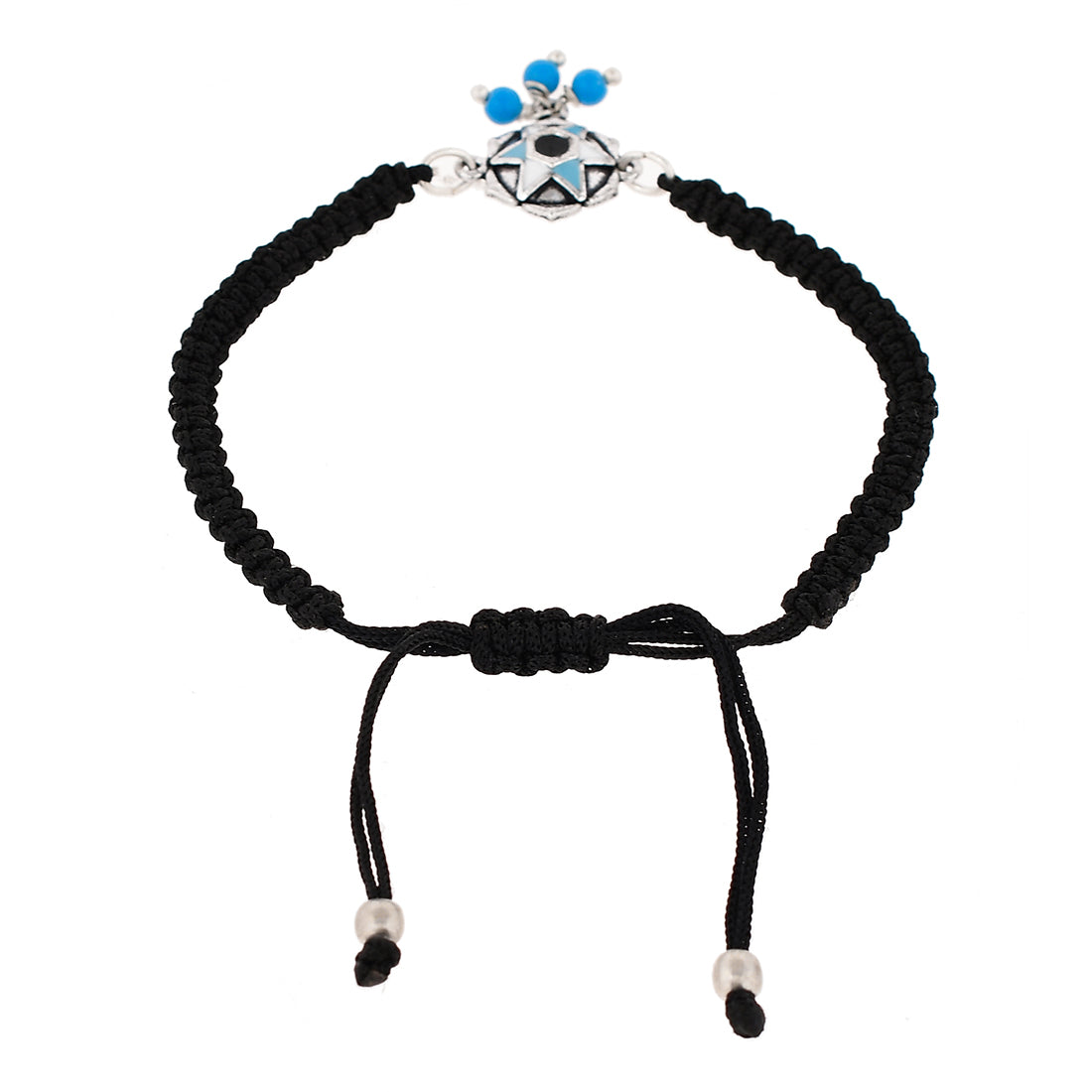 Evil Eye Motif With Blue Beads Hanging Bracelet