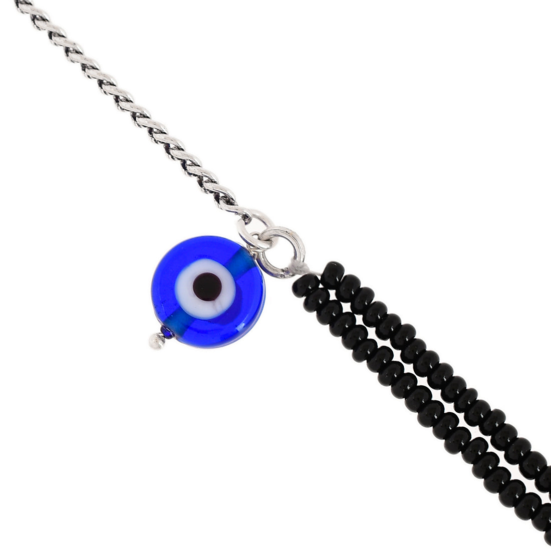 Evil Eye Motif Blue Bead Hangings Anklet – VOYLLA