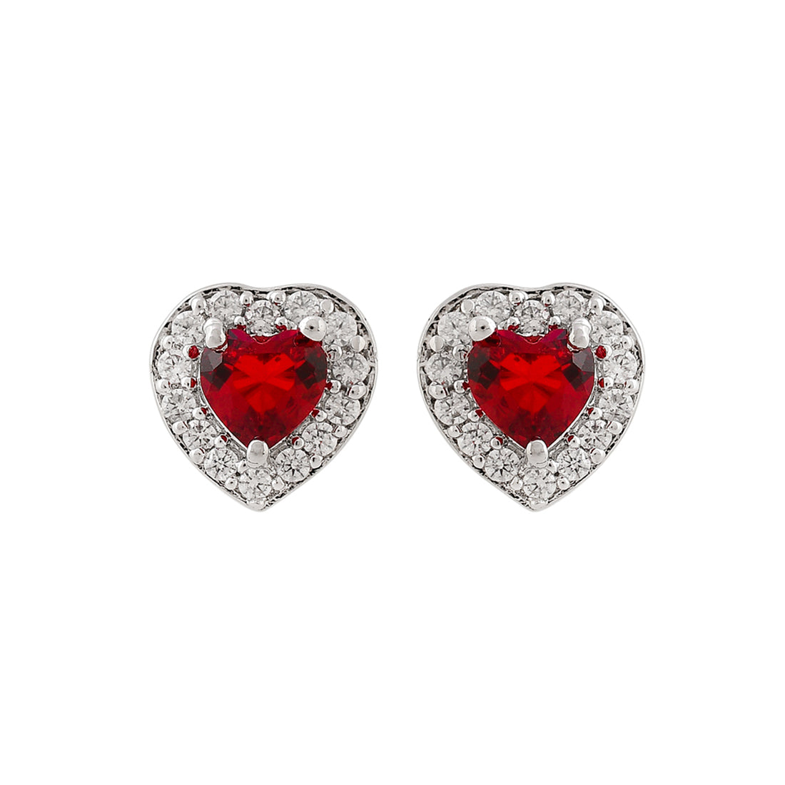 Sparkling Essentials Red Heart Shaped Cluster Setting CZ Box Set – VOYLLA