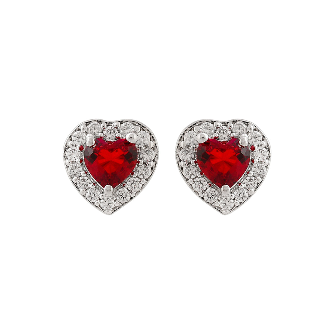 Sparkling Essentials Red Heart Shaped Cluster Setting CZ Box Set