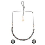 Enameled Elegance Silver Oxidized Blue-Round Necklace Set