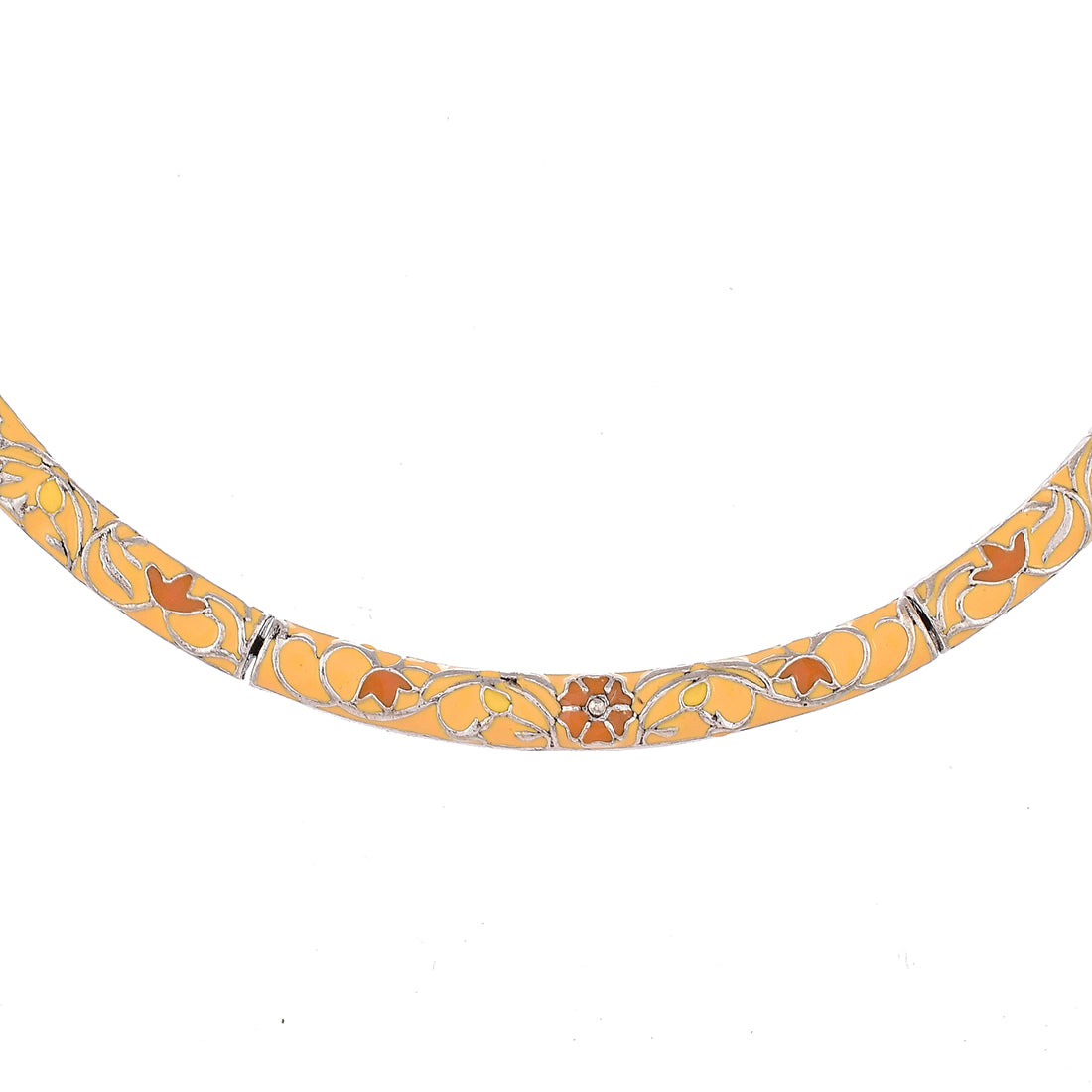 Enameled Elegance Yellow Floral Gold-Plated Necklace Set
