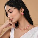 Enameled Elegance Pink Enamel Jewellery Set