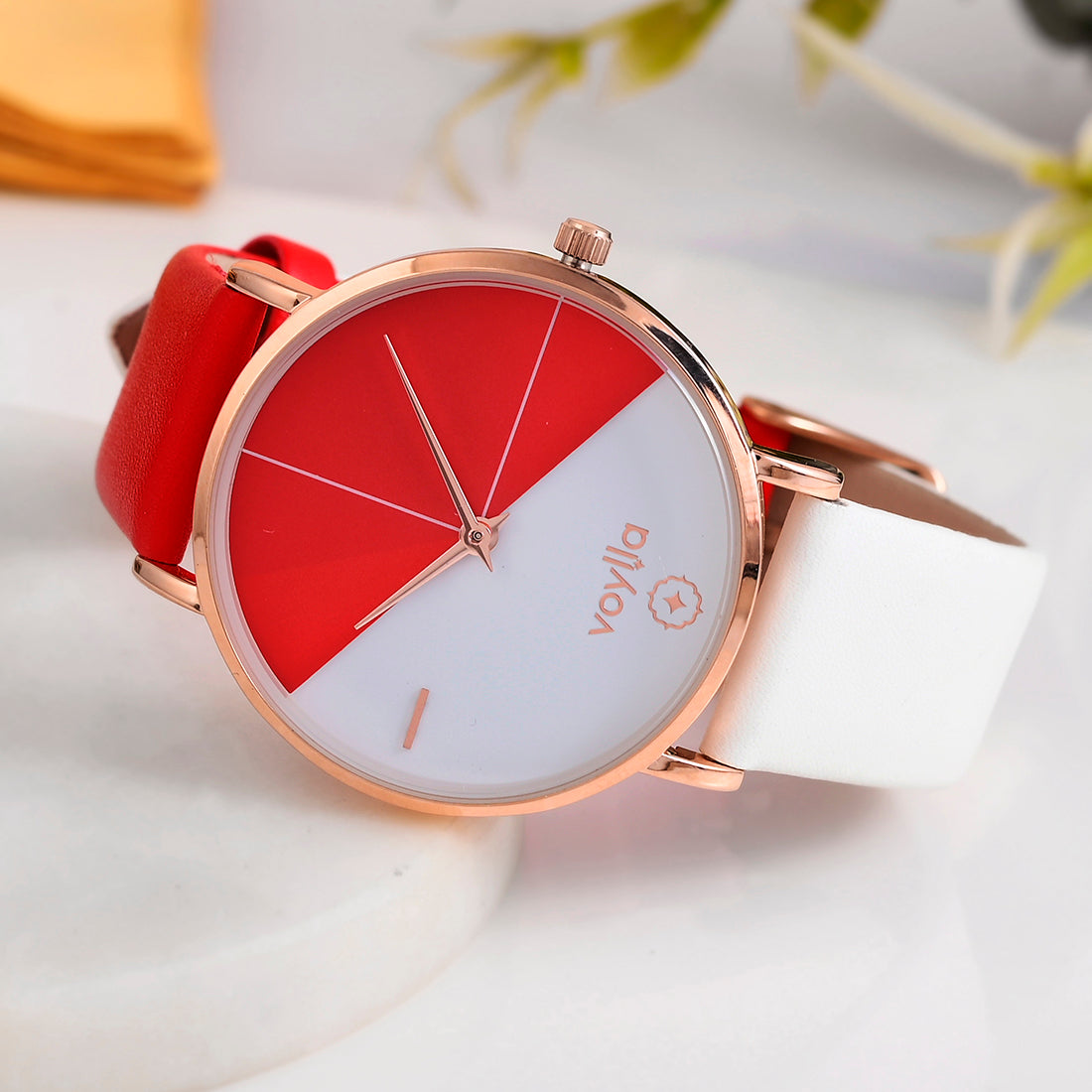 Voylla Red and White Dial Watch