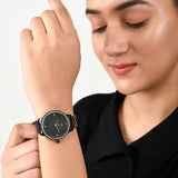 Voylla Black Dial Studded Steel Watch