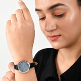 Voylla Blue Lattice Pattern Watch