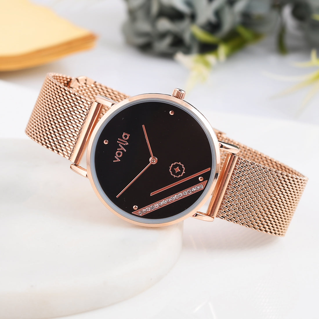 Voylla Studded Gold Toned Watch