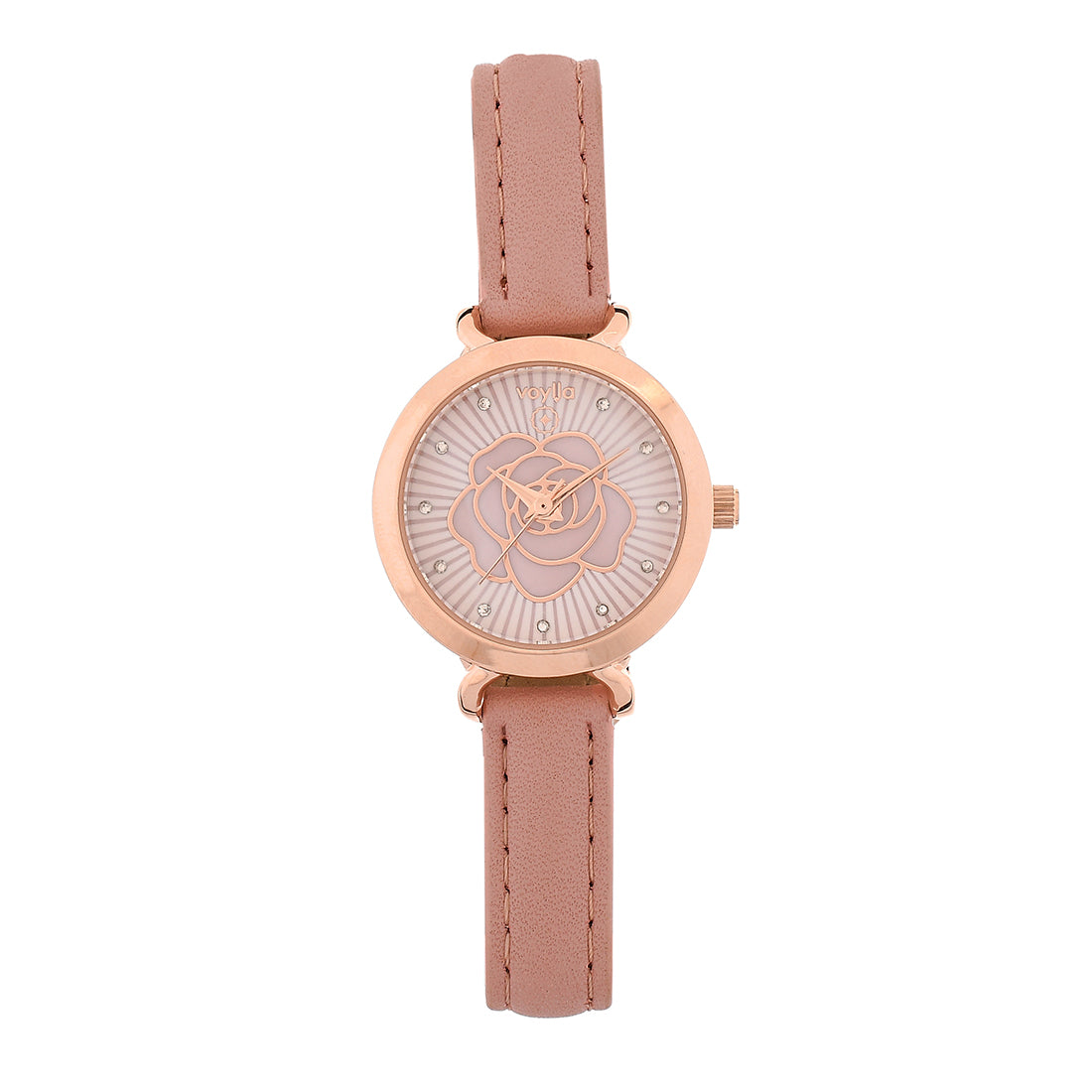 Voylla Rose Gold Plated Floral Dial Watch