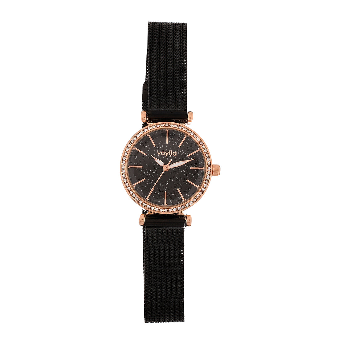 Voylla Rose Gold Plated Black Dial Watch