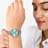 Voylla Silver Toned Blue Dial Watch