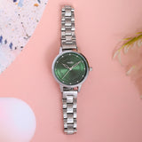 Voylla Silver Toned Green Dial Watch