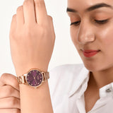 Voylla Gold Toned Purple Dial Watch