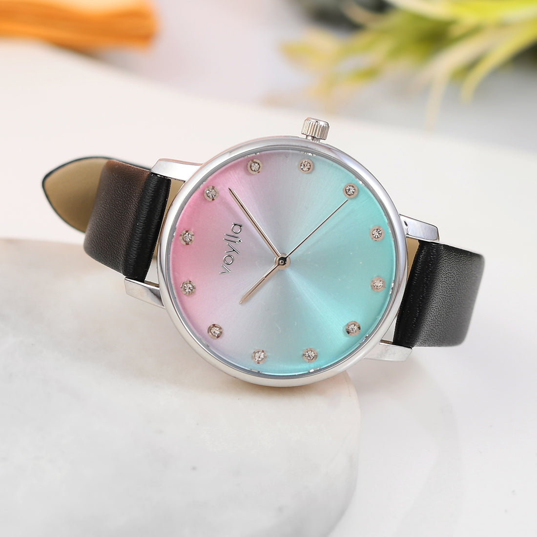 Voylla Studded Multicoloured Dial Watch