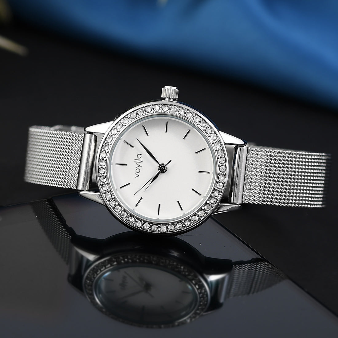 Voylla Silver Studded Dial Fashion Watch