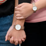 Voylla Rose Gold Mesh Strap Couple Watches