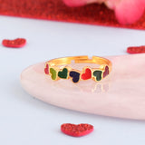 Tiny Coloured Hearts Ring