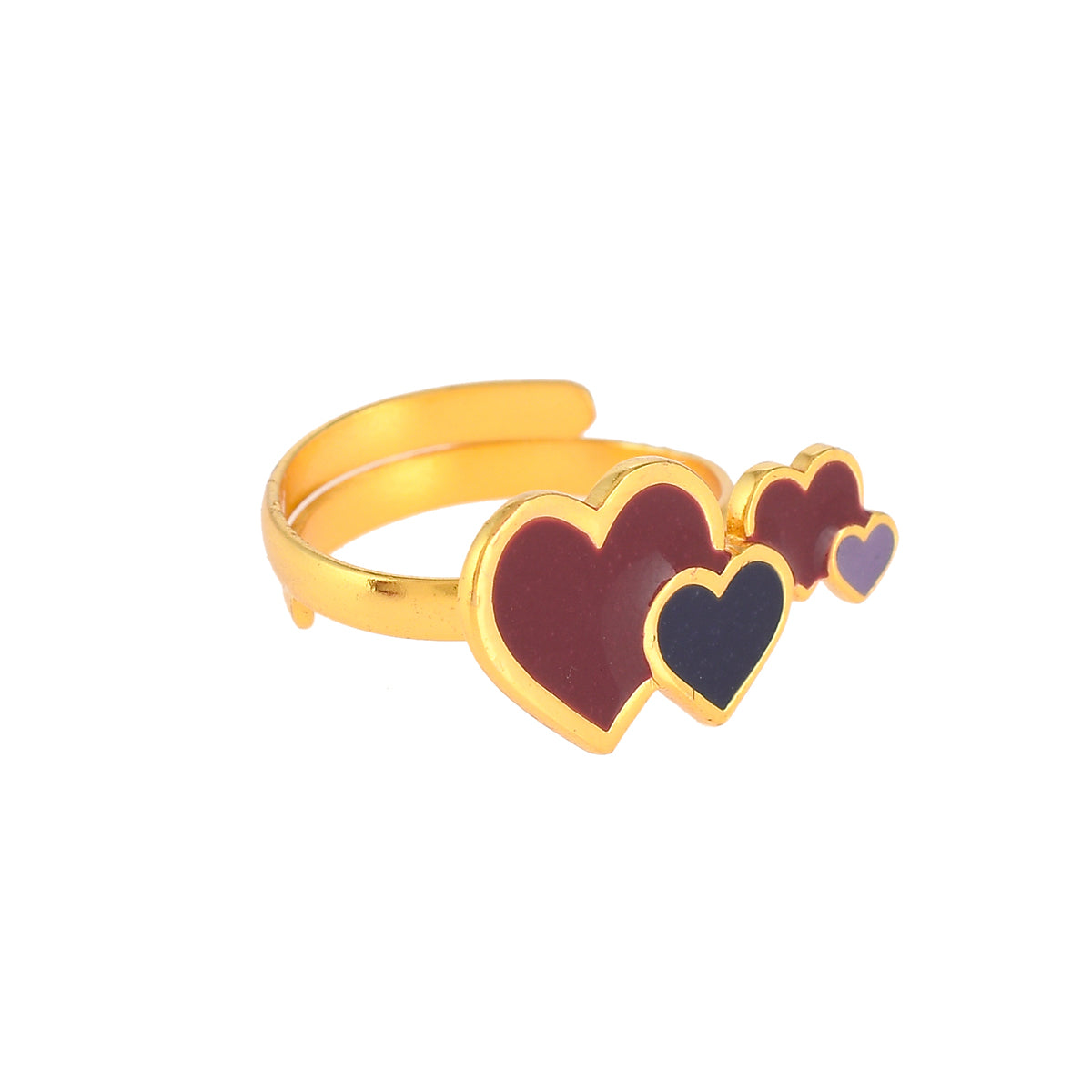 Enamelled Hearts Ring